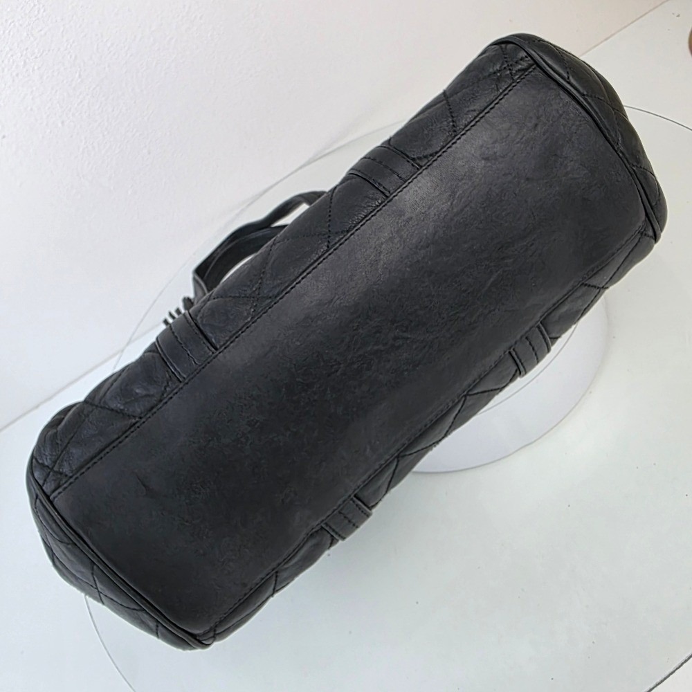 Bally Quilted Rosalyn Tassell Satchel Baguette Handbag Black Leather - Picture 5 of 16